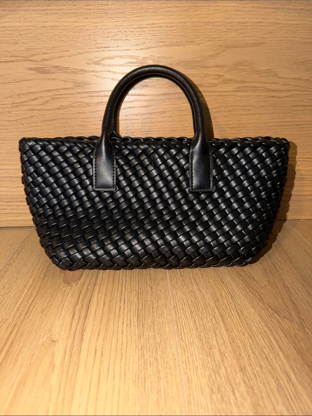 L'INTERVALLE Black Woven Mini Top Handle / Crossbody Bag
